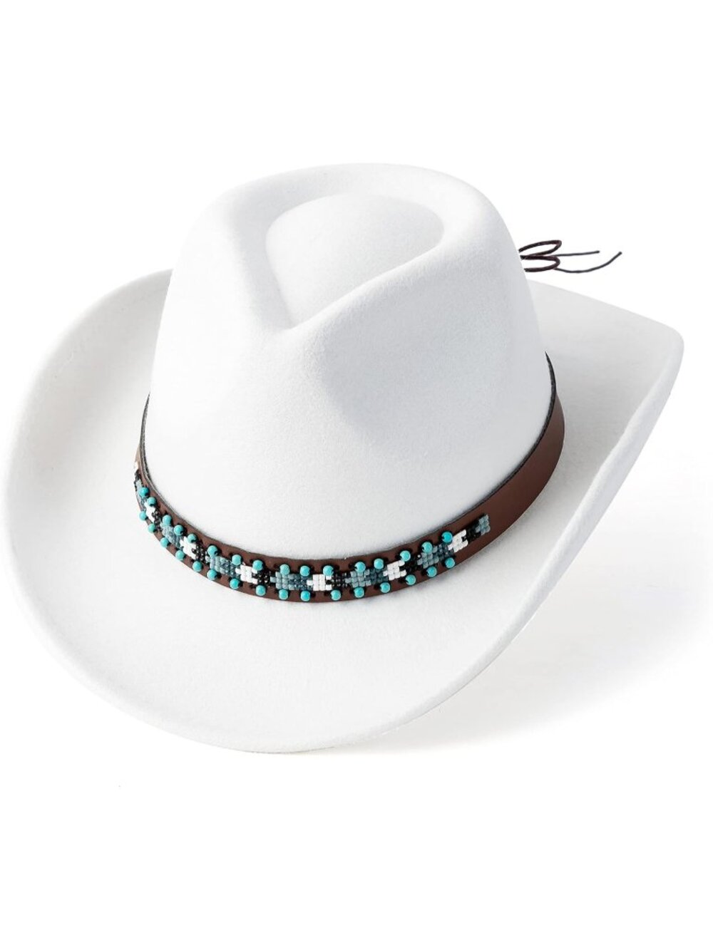 Unisex Belt White Felt for Wide Brim Adjustable Fit Cowboy Western Cowgirl Hat